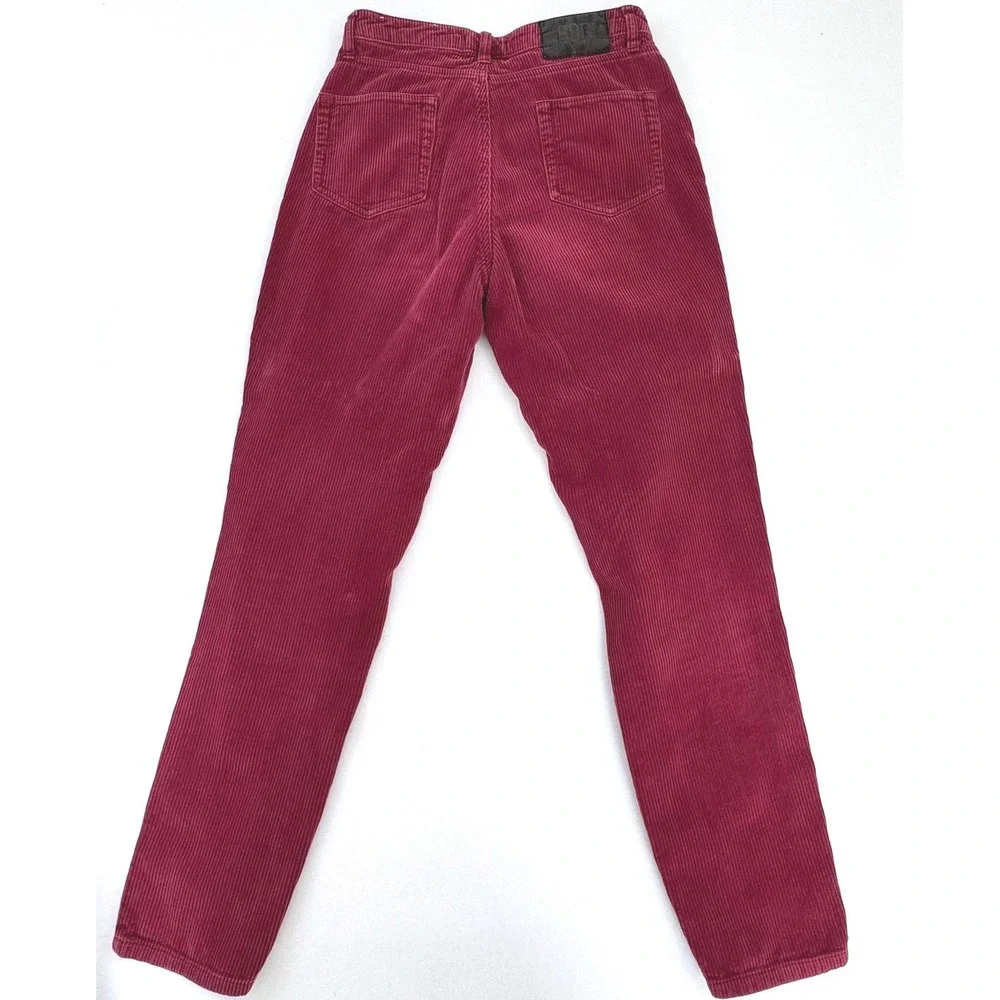 BDG High-Rise Mom Corduroy Pants Burgundy Tapered Leg‎ Womens 27